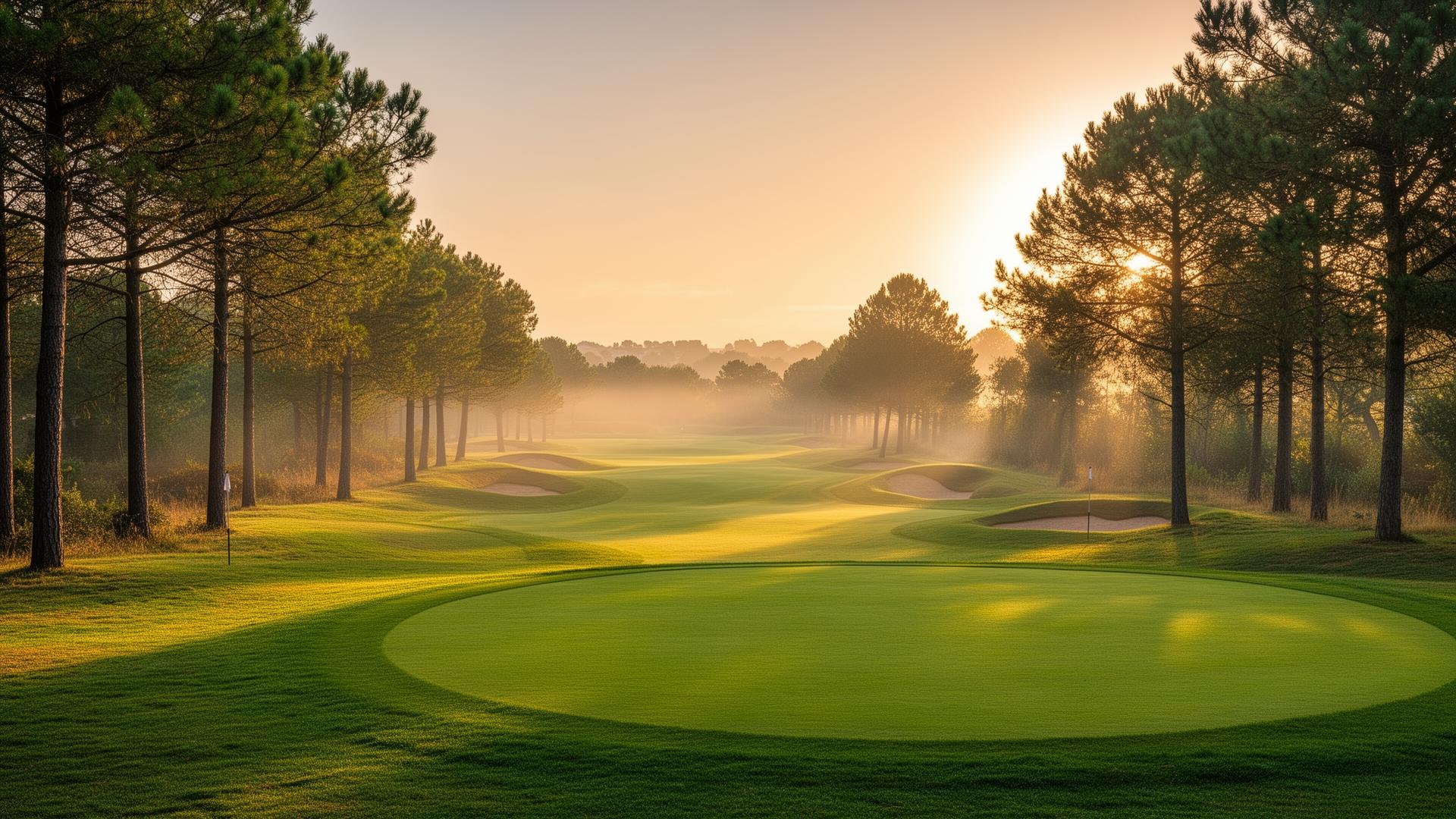 Fairway du Golf International de La Baule au lever du soleil